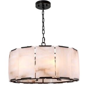 Designer Chandelier Ortiz by Eichholtz in bronze highlight finish and alabaster panels