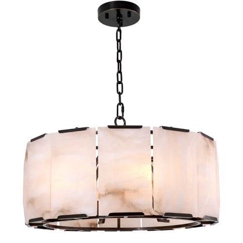 Designer Chandelier Ortiz by Eichholtz in bronze highlight finish and alabaster panels