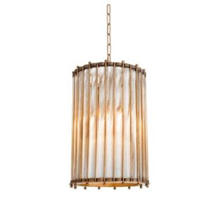 Designer Lantern Tiziano by Eichholtz in antique brass finish / handmade clear glass