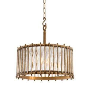 Designer Lantern Tiziano Single by Eichholtz in antique brass finish / handmade clear glass
