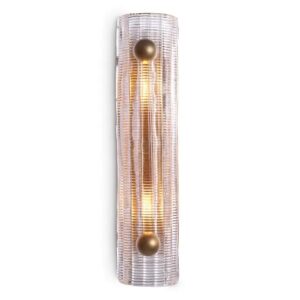 Designer Wall Lamp Dara by Eichholtz in antique brass finish / homemade glass