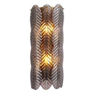 Elegant Wall Lamp Sahure by Eichholtz in brushed brass finish with smoked glass