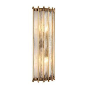 Designer Wall Lamp Tiziano by Eichholtz in antique brass finish / handmade clear glass