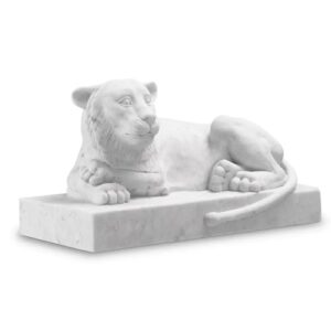 Object Reclining Lion by Eichholtz in white marble. Handcrafted with