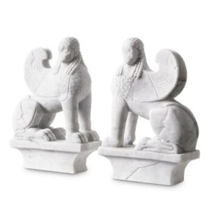 Object Sphinx (set of 2) by Eichholtz hand crafted in white marble