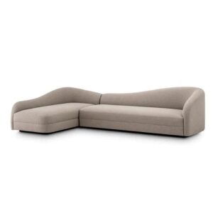 Luxurious Sofa Divisadero by Eichholtz is a corner design sofa finished in Reve greige fabric with a black base