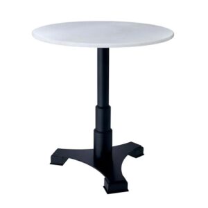 Luxurious Mercier Dining Table by Eichholtz in black finish with white marble top. Available in round or square tables