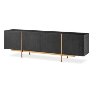 Designer Dresser Bazilian by Eichholtz in charcoal grey oak veneer and brushed brass finish