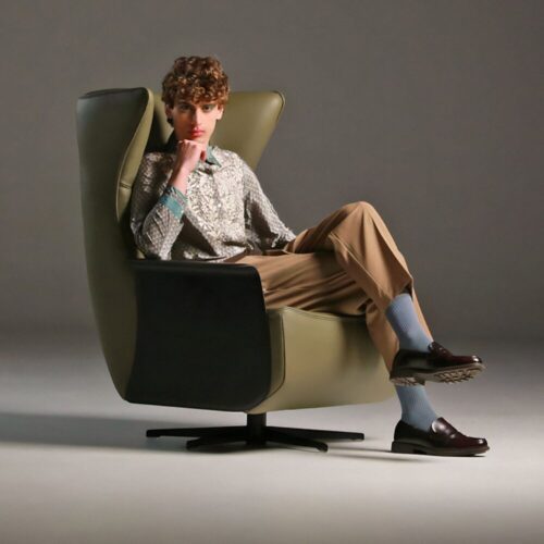 GERRIT SWIVEL ARMCHAIR AND OTTOMAN <br/> By Calia Italia - Image 2